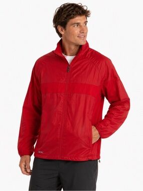 Vintage Slazenger Red Windbreaker Jacket Full Zip Sport Retro Lightweight Large
